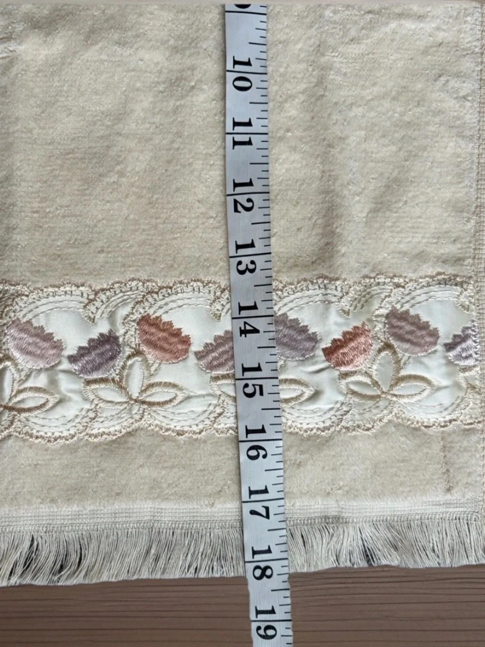 Vintage TROUSSEAU Towel Set 10pc Ivory Cotton Satin Flower Trim 1985 NEVER USED!